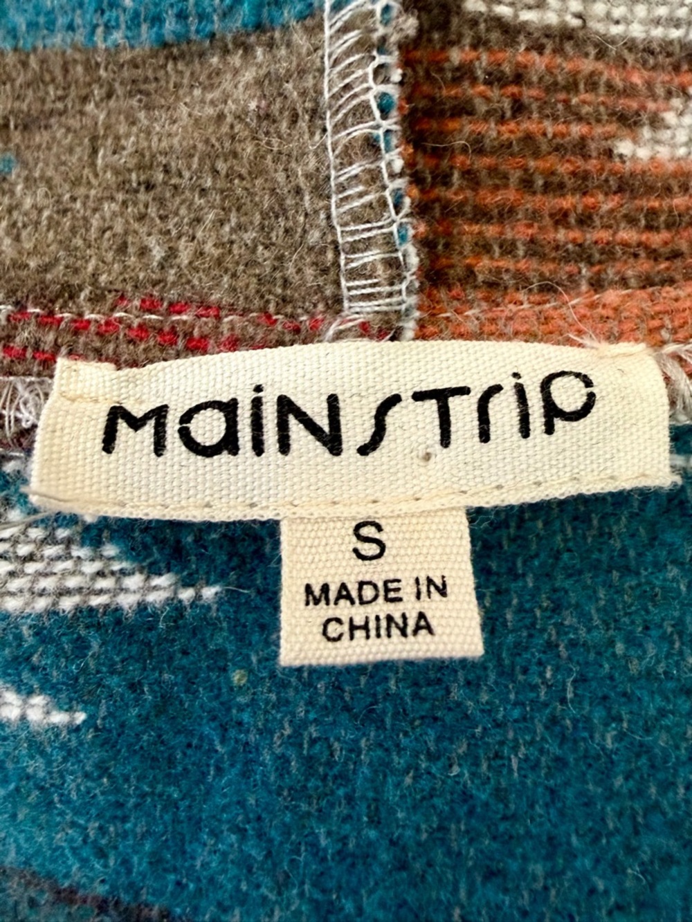 Mainstrip Aztec Southwestern Teal Half-Zip Hooded Sweater - Small - Picture 7 of 10